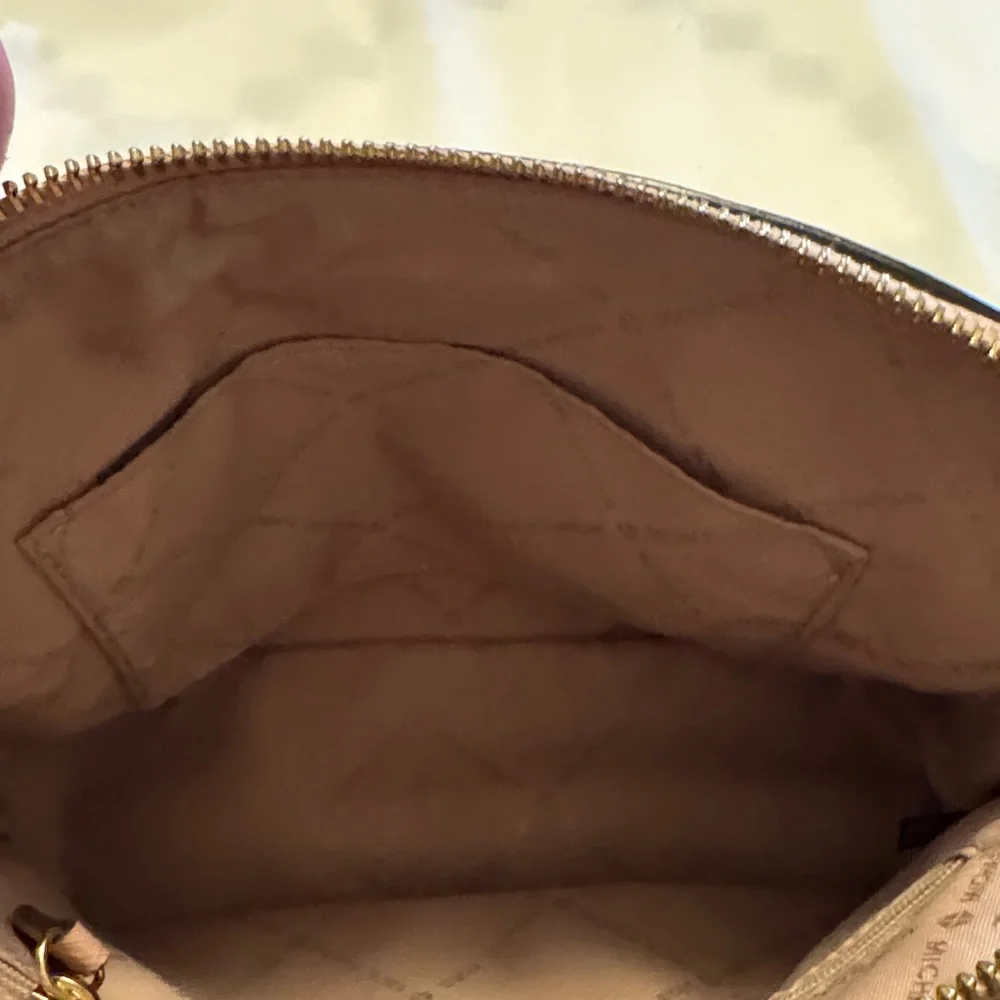 Michael Kors Blush MK Signature Dome Crossbody with Gold Hardware